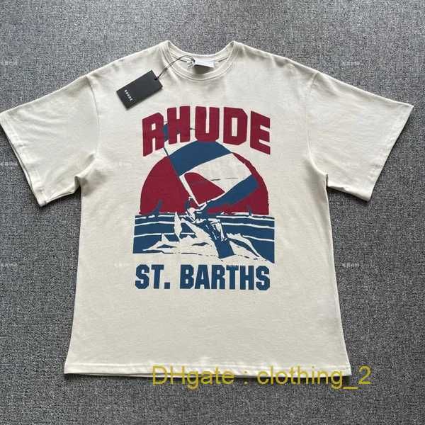 Vêtements de mode T-shirts Rhude Windsurf Sailing Vintage Anglais Imprimé Rue Manches Courtes T-shirtTops Streetwear Hip hop Sportswear en gros UXLH