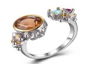 Mode café Zircon bague anel femme couleur argent bijoux haute qualité fleur bague bijoux à la mode cadeaux pour women9718243