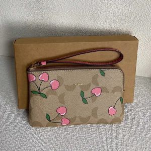 Porte-monnaie de mode Designer Key Pouch Coabag Femmes Moyen Long Porte-clés Portefeuille Mignon Cherry Flower Print Girls Purse Sacs à main Embrayage 231110