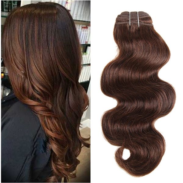 Couleur de la mode # 4 Bundles de cheveux humains marron châtain 3PLcs / ot Extension de cheveux vierges brésiliens de vague de corps brun foncé pour les femmes noires