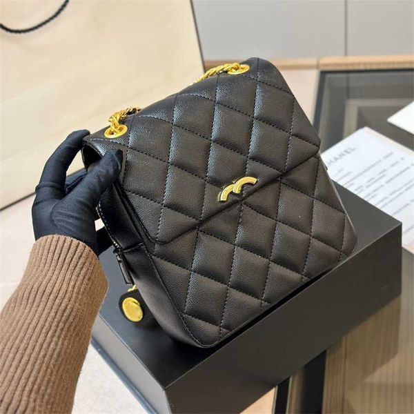 Bolso de color de moda Nueva marca Mujer Clásico Diseñador sólido Costura de hombro Diamante Wallte Tofu Mochila de cuero de caviar de alta calidad Carta