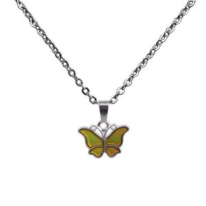 Collier papillon changeant de couleur mignon pendentif de détection de température femmes colliers bijoux de mode volonté et sable