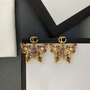 Moda Color Diamante Mariposa Cuelga Araña Pendiente diseñador de marca pendientes colgantes joyería de regalo de fiesta de boda para mujer