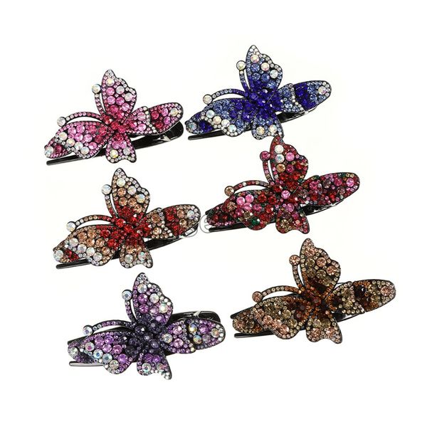 Pinza de pelo geométrica de diamante de colores a la moda, horquilla de mariposa de plástico para mujer, pasadores abiertos, Clip de pico de pato largo, tocados