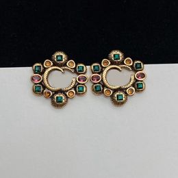 Aretes de diamantes de colores a la moda aretes orecchini Pendientes de diseñador de marca de alta calidad para mujeres