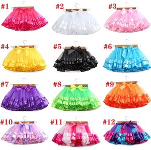 Mode coloré enfants tutu jupe avec doublure princesse jupe maille jupes arc-en-ciel pour girlsZC1162