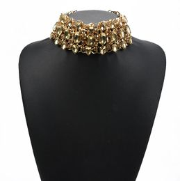 Mode coloré clair Champagne cristal grand collier ras du cou collier femmes indien déclaration grand bavoir collier bijoux 240228