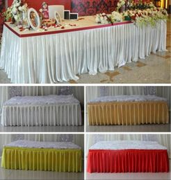 Moda colorida faldas de mesa de seda de hielo camino de tela caminos de mesa decoración mesa de banco de boda cubre el evento corredor largo deco4398288