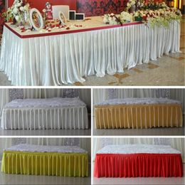 Mode coloré glace soie jupes de table chemin de table chemins de table décoration mariage pew table couvre el événement long coureur deco282Q