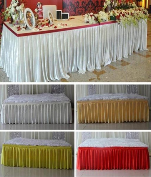 Mode coloré de table de soie de soie jupes de table de coureur de tissu coureurs décoration de mariage couvertures de table de banc de marais el événement long coureur deco3345281870