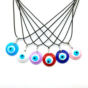 Mode Kleurrijke Hars Ronde Boze Ogen Kraal Hanger Geluk Turkse Acryl Blue Eye Kettingen Voor Dames Sieraden