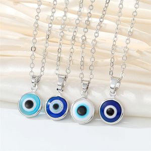 Collier avec pendentif yeux maléfiques turcs, couleurs à la mode, 10MM, colliers avec yeux bleus, chaînes clavicule, bijoux pour femmes