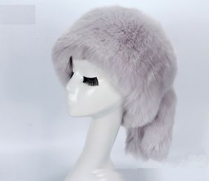 Sombreros de mujer de colores a la moda 2019 Lady Russian Tick Warm Faux Fox Fur Fluffy Fur Hat Diadema Winter Ski Hat FemaleTrapper Hat para otoño