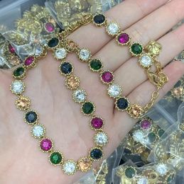 Mode kleurontwerper Micro -inlays Crystal Necklace for Woman Lange ketting Kettingen Brass Sweater Keten Sieraden Bruiloft Verjaardagsfeestje Geschenk met doos CGN1 --07