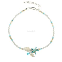 Mode Conch Starfish Pearl Bead Chain Enklets armbanden strand voetketen mode sieraden voor vrouwen Will en Sandy Drop Ship