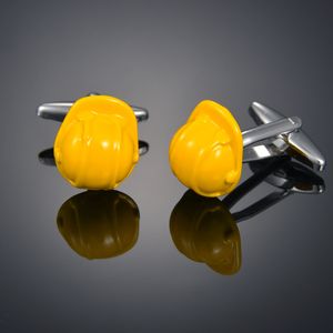 Mode -constructie -site gele veiligheid helm manchetknopen Franse lange mouwen shirt mouw nagelhemd accessoires manchetknopen