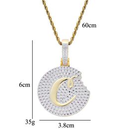 Mode- Cookie Diamants Pendentif Colliers pour Hommes Femmes Cristal Cooky Pendentifs Or Palted Cuivre Zircon Dhw