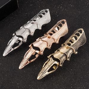 Moda Cool Men Boys Punk Gothic Rock Scroll Joint Armor Knuckle Metal Full Finger Rings Gold Cospaly DIY 220719