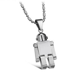 Fashion Cool Robot Figura Costilización transformable Paterna de acero inoxidable de plata para mujeres Joyería colgante de colgantes 80560115739020