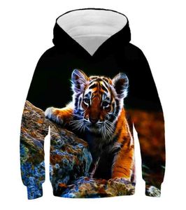 Fashion Cool tijger Hoodies jongens meisjes Dunne 3D Sweatshirts met Hoed Dierenprint Tijger Hoodie Sweatshirt kinderen Trainingspak Jassen Y203460976