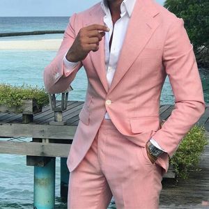 Mode Coral Mannen Bruiloft Tuxedos Notch Revers Bruidegom Tuxedos Uitstekende Mannen Blazer 2 Stuk Suit Prom / Diner Jas (jas + Broek + Tie) 1882