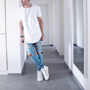 Mode Coton Hommes Étendus T-shirt Longline Hip Hop Tee shirts Femmes Justin Bieber Swag Vêtements Harajuku Rock Tshirt Homme