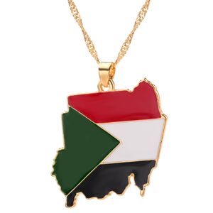 Mode landkaart vlag ketting voor vrouwen mannen Soedan legering hanger ketting sieraden cadeau