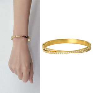 Modespaar Vrouw roestvrijstalen armbanden Designer sieraden met diamanten luxe elegante stijlvolle Bangles vriendschap accessoires vriendinnen