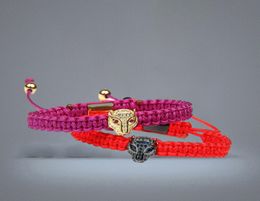 Moda casais pulseira jóias cz pantera trança pulseira novo micro pave rosa cz olho leopardo pulseiras4878842