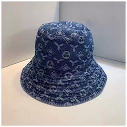 Fashion cowboy emmer hoed Casual luxe unisex caps dames heren designer hoeden cool casquette blauwe bloem denim printen gemonteerde dop beanie top