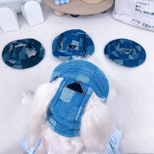 Cowboy Mog de model d'oreille réglable Protection solaire pour animaux de compagnie chiens coton princesse chapeau schnauzer chat sans peluche