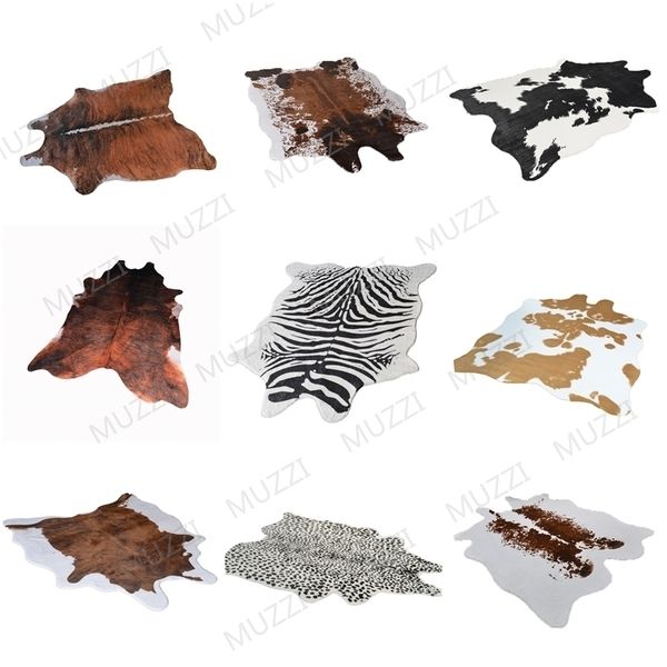 Mode peau de vache tapis zèbre bande tapis blanc tigre léopard fausse peau fourrure villosités ours noir tapis mouton coussin Y200416