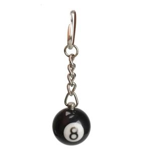 Fashion Creative Billard Pool Keychain Table Ball Key Ring Lucky Black No8 Chain 25 mm Bijoux de résine Cadeau 240506