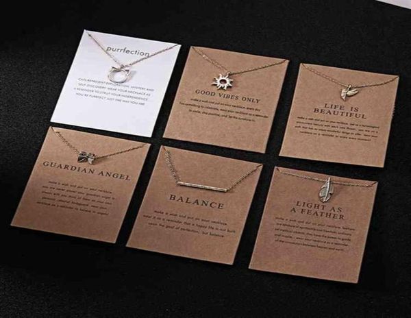 Fashion Creative Gift Gold Charm Charm Pendants Good Luck Karma Balance Hacer una tarjeta Joyería de collar de mujeres para niñas258Z7923216