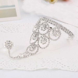 Mode Creative Main Doigt Esclave Bracelet Strass Chaîne De Mariage Bracelet Harnais Cristal Q0717