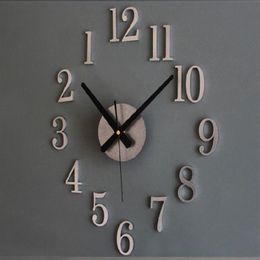 Mode créative inversion de l'horloge temps arrière texture métallique vraiment 3D stéréo bricolage horloge murale 340J