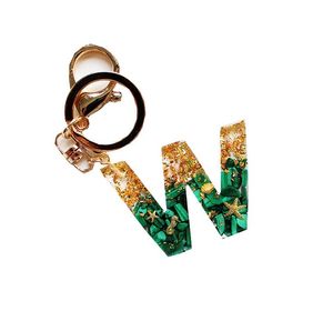 Mode créativité Atrovirens lettre porte-clés belle lettre de paillettes pendentif en alliage doré porte-clés processus de colle sacs en résine porte-clés de voiture