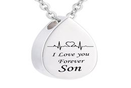 Fashion Crémation Droplettes à eau PENDANT Electrocardiogramme Gravé Custom Family Nom I Love You Forever Memorial Urn Collier AS8499343