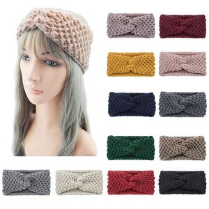 Mode Crochet tricoté bandeau femmes couleur unie automne hiver bandes de cheveux à larges bords bandeau cheveux accessoires