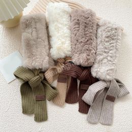Mode haak gebreide sjaal herfst winter warmer faux bont sjaals voor vrouwen pluche sjaal foulard femme kraag nek warmer