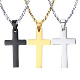 Colliers croix à la mode pour femmes et hommes, pendentif Crucifix religieux, chaînes en or, argent et noir, bijoux de luxe, cadeau