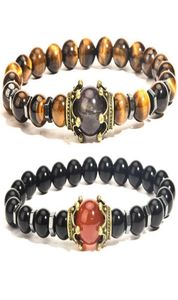 Fashion Crown Mannen 039s Sieraden Armband Amethist Tijgeroog Steen Paar Armband6461558