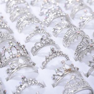 Mode- Crown Shape Rings Engagement Anniversary Ring Set Rhinestone Sieraden Zilver Goud Kleur Groothandel Accessoires