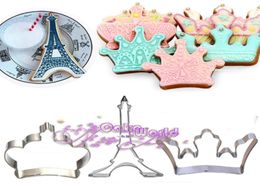 Fashion Crown Tour Eiffel Roestvrij staal Cookie Cutter Fondant Sugarcraft Cake Decoration Tools Icing Biscuit Molds Metal Cupcake1491663