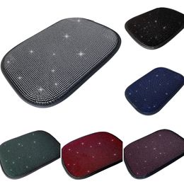 Mode cristal voiture accoudoir couverture tapis en cuir étanche antidérapant boîte de rangement Pad Auto style Bling voiture accessoires intérieur pour femme