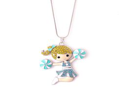 Fashion Crystal Cheerleader Cartoon Figuur Dance Girl Pendant Cheerleading Girl Sports Chain Necklace5871390