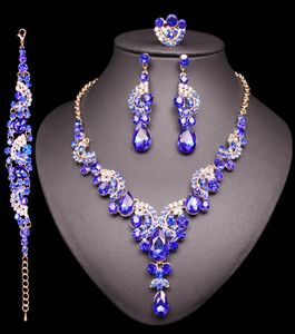 Mode Kristal Oorbel Ketting Set Afrikaanse Sieraden Sets Indiase Luxe Bruids Bruiloft Kostuum Sieraden Geschenken voor Vrouwen1748071