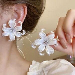 Fashion Crystal Flower Drop Earring For Women Nieuw design Handgemaakte Wit Big Floral Dangle Earrings Trend Girls Sieraden