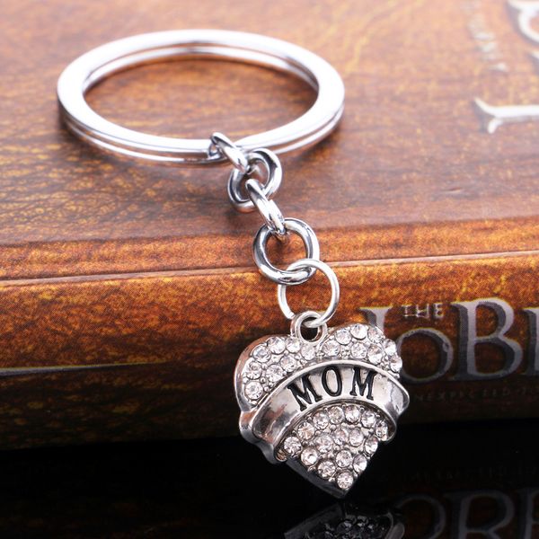 Cristal coeur porte-clés amour maman soeur grand-mère fille membre de la famille charme porte-clés sac se bloque pour hommes femmes bijoux de mode