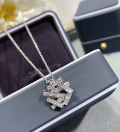 Mode cristal irrégulier Zircon collier géométrique rectangulaire pendentif mariage 925 bijoux en argent Sterling femmes chaîne tour de cou